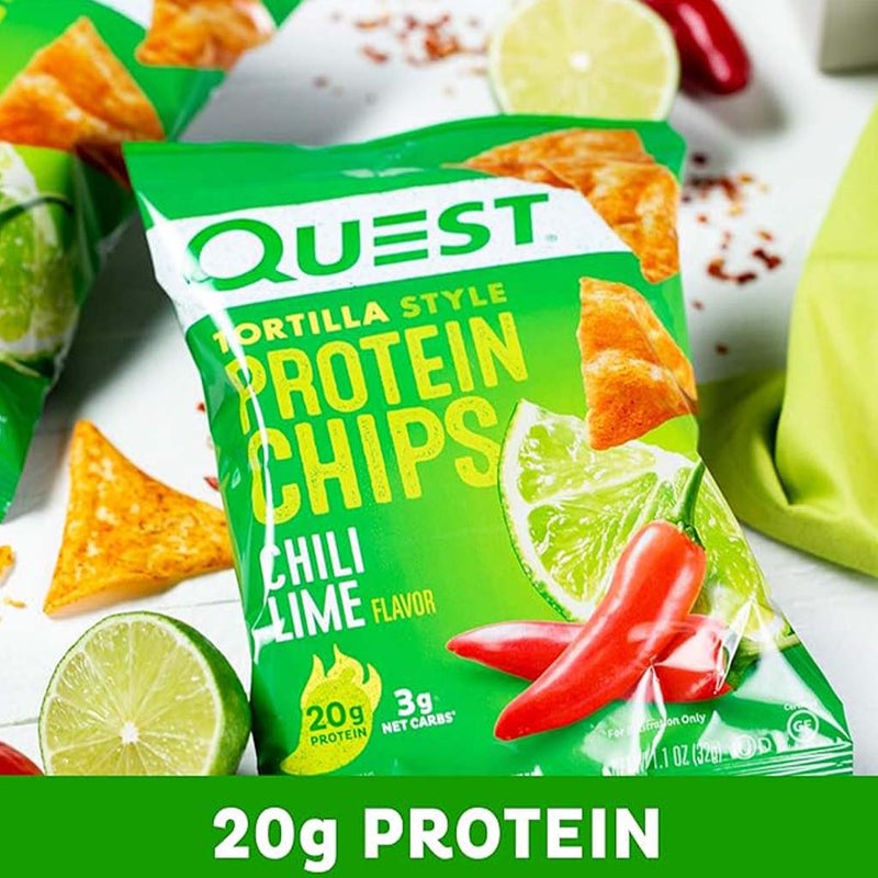 Quest Nutrition Tortilla Style Protein Chips 32g With Chili & Lime Flavor, Pack of 8’s 