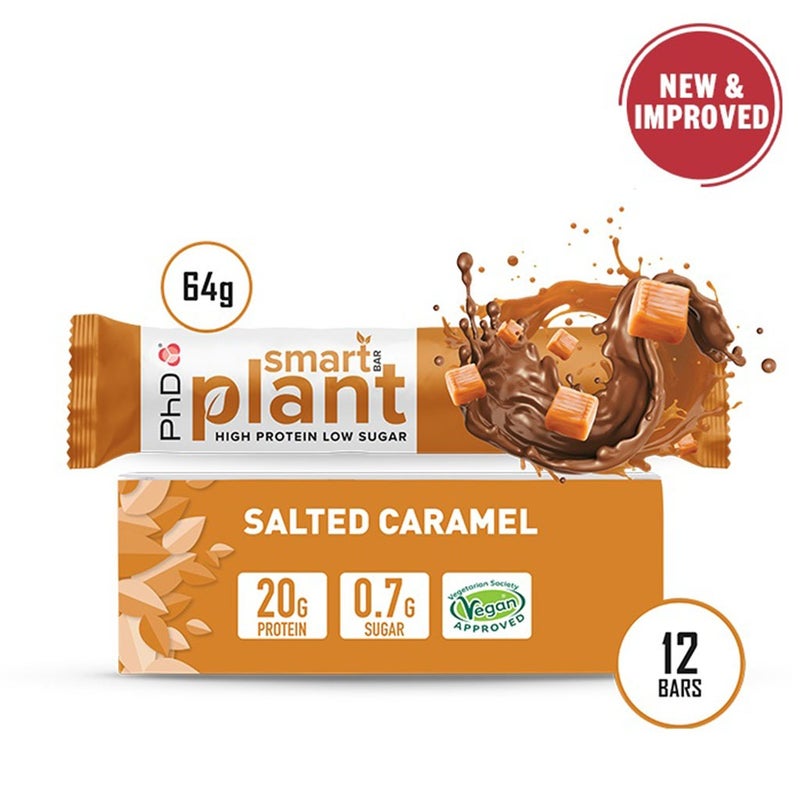 PhD Nutritional Smart Plant Caramel Crunch Flavoured Protein Bar 64g, Pack of 12’s