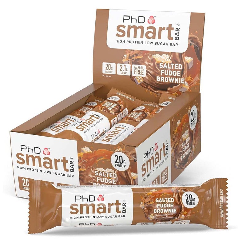 PhD Nutrition Smart Salted Fudge Brownie Flavoured Protein Bar 64g, Pack of 12's