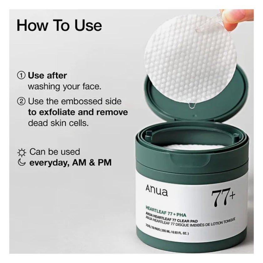 Anua Heartleaf 77 + PHA Clear Exfoliating Toner Pads 160ml