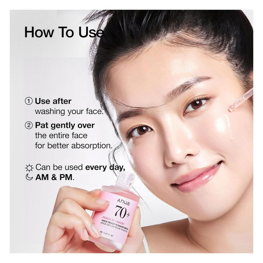 Anua Peach 70 + Niacinamide Skin Brightening Serum 30ml
