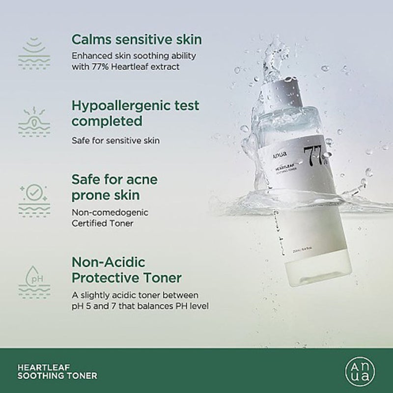 Anua Heartleaf 77% Soothing Facial Toner For Redness & Acne- Prone Skin Type 250ml