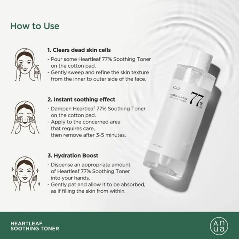 Anua Heartleaf 77% Soothing Facial Toner For Redness & Acne- Prone Skin Type 250ml