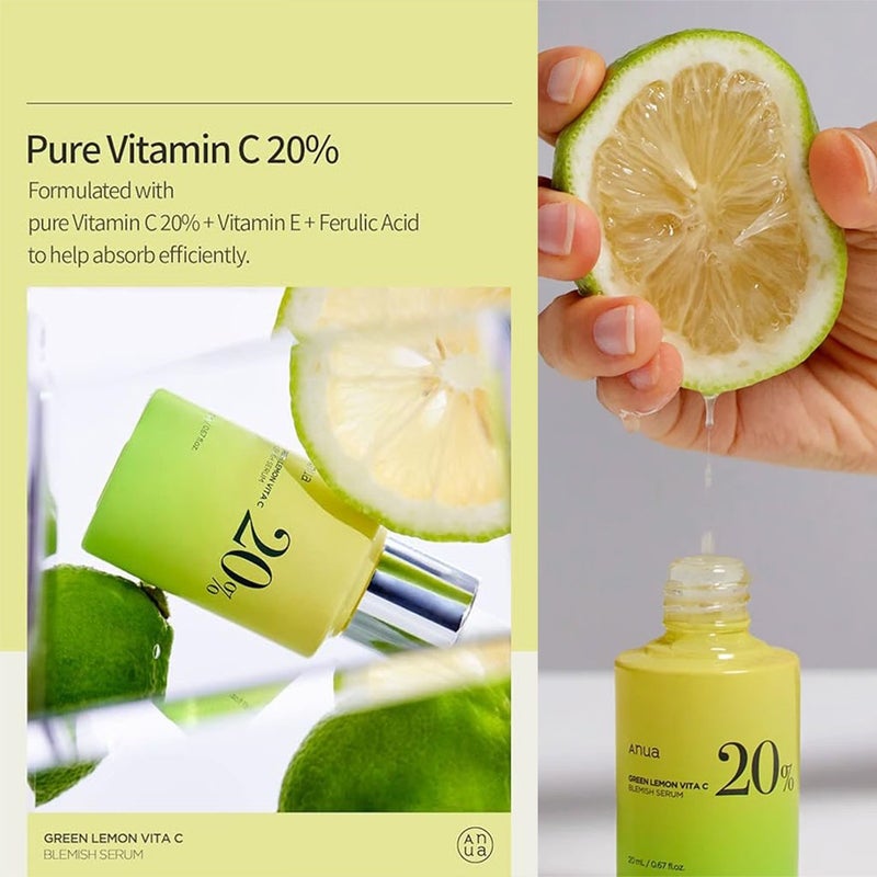 Anua Green Lemon Vitamin C 20% Facial Blemish Serum For Dark Spots 20g 