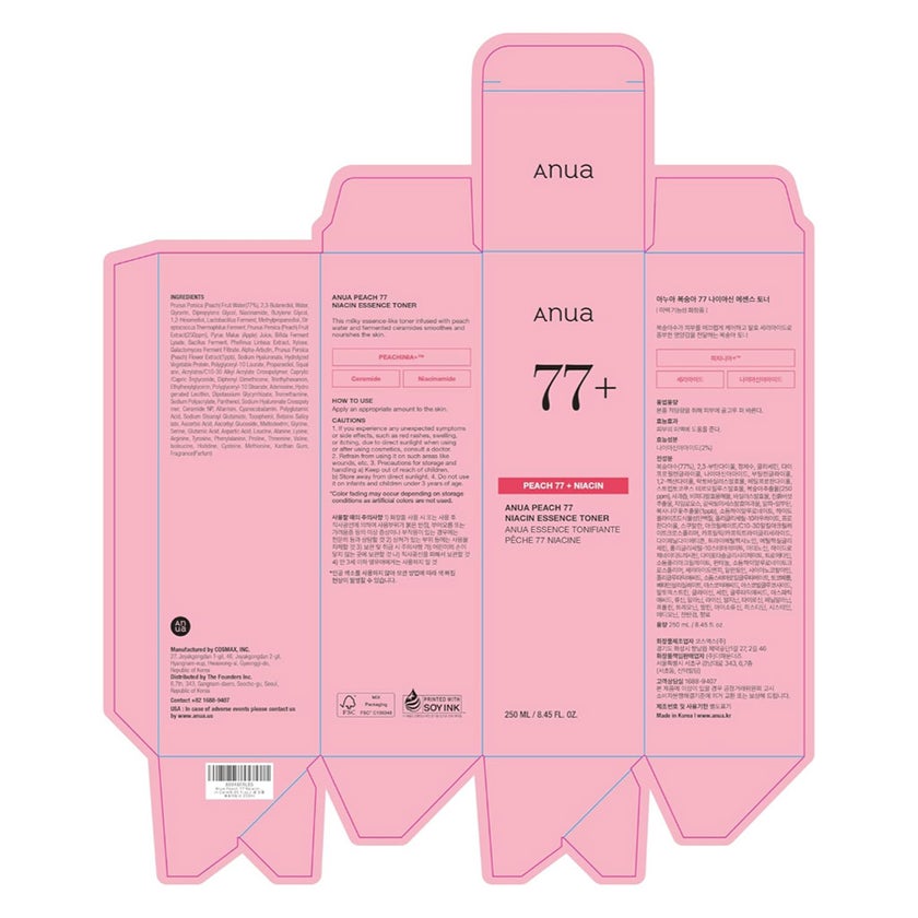 Anua Peach 77 + Niacin Essence Facial Toner 250ml 