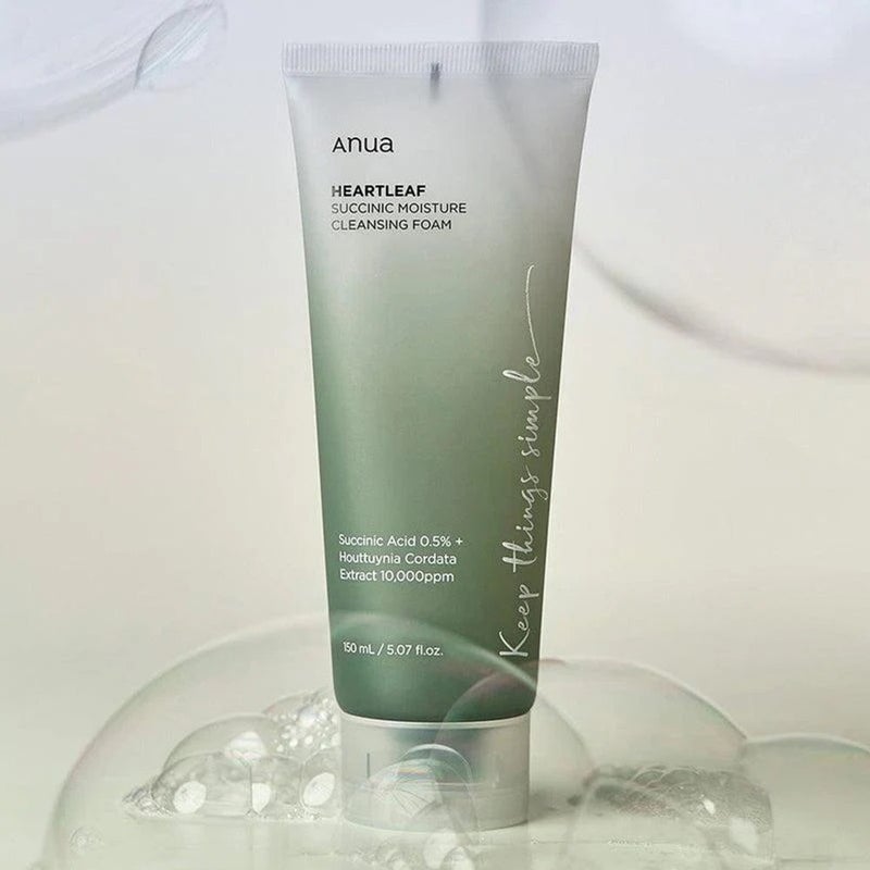 Anua Heartleaf Succinic Moisture Facial Cleansing Foam For Acne Prone Skin 150ml 