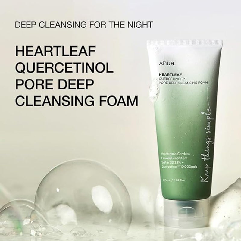 Anua Heartleaf Quercetinol Facial Deep Pore Cleansing Foam For Oily & Combination Skin 150ml 