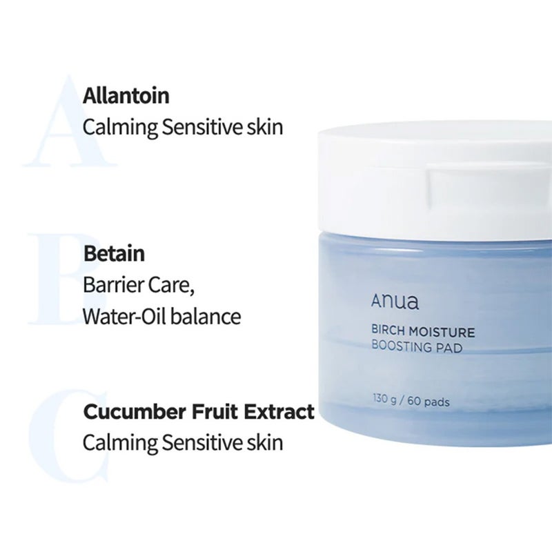 Anua Birch Moisture Boosting Facial Toner Pads With Hyaluronic Acid 160ml 