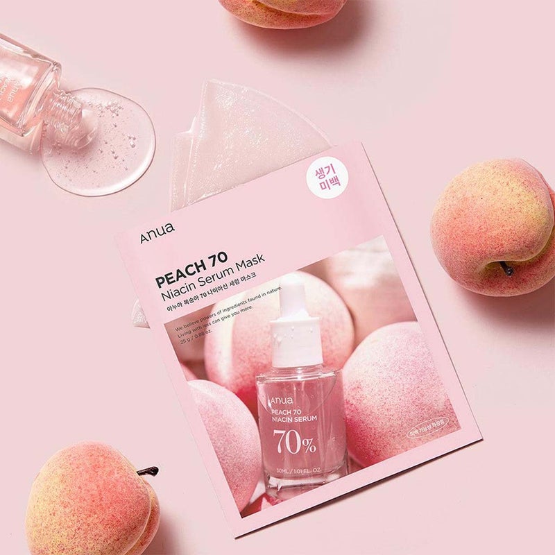 Anua Peach 70 Niacin Skin Brightening Serum Sheet Mask 25g, Pack of 10's