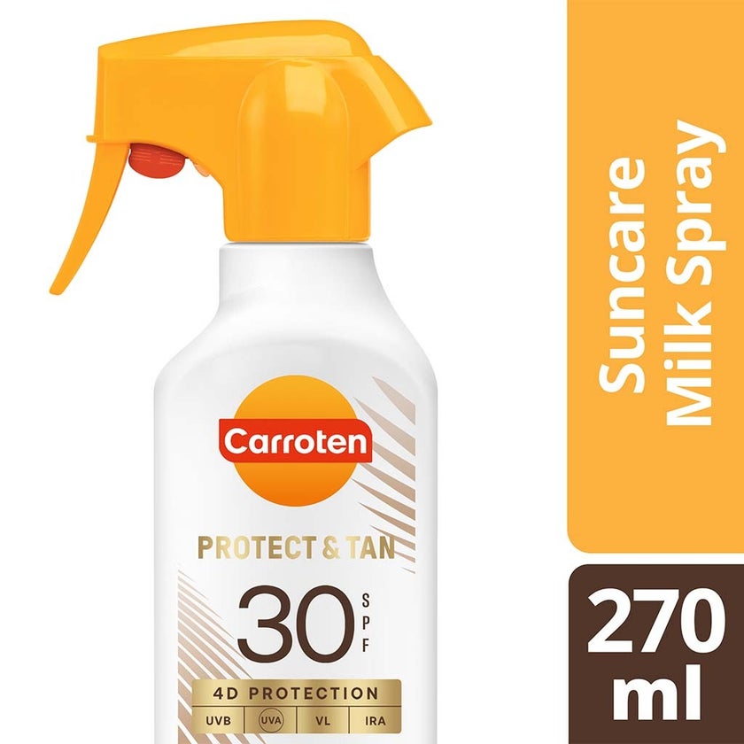Carroten Protect & Tan Suncare SPF30 Tanning Body Milk Spray 270ml 