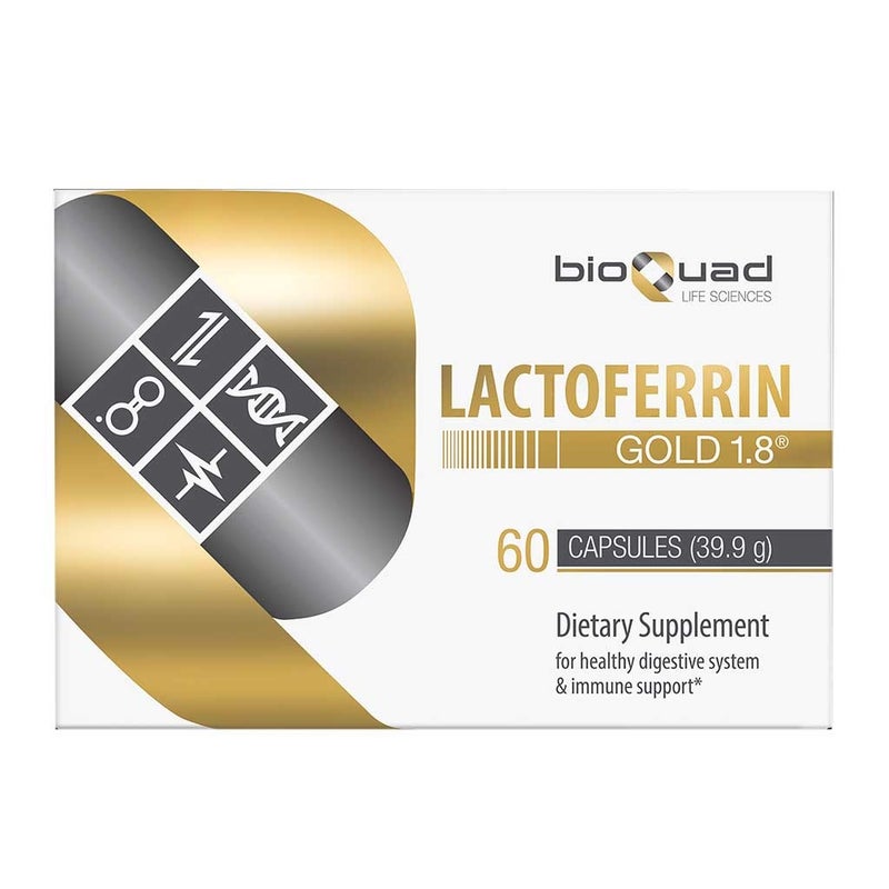 BioQuad Lactoferrin Gold 1.8 Dietary Supplement Capsules For Digestive & Immune Support, Pack of 60’s