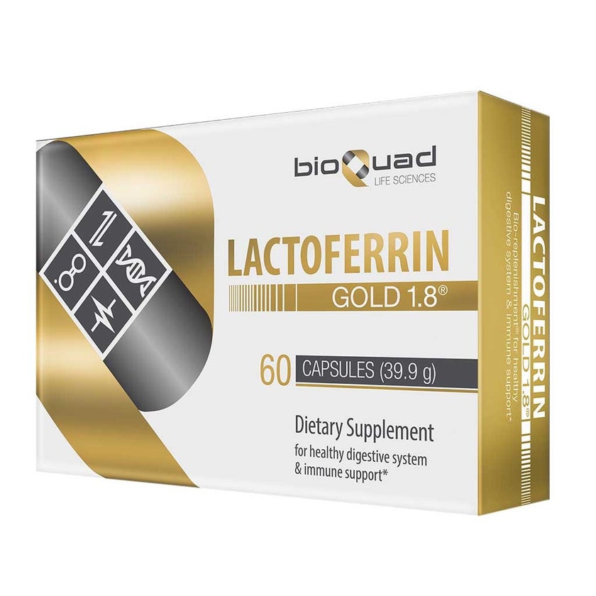 BioQuad Lactoferrin Gold 1.8 Dietary Supplement Capsules For Digestive & Immune Support, Pack of 60’s