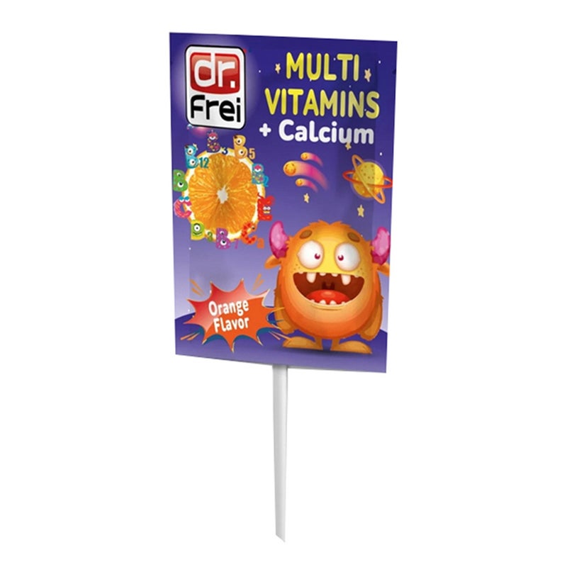 Dr. Frei Kids Multivitamins & Calcium Lollipops Orange Flavor, Pack of 10’s 