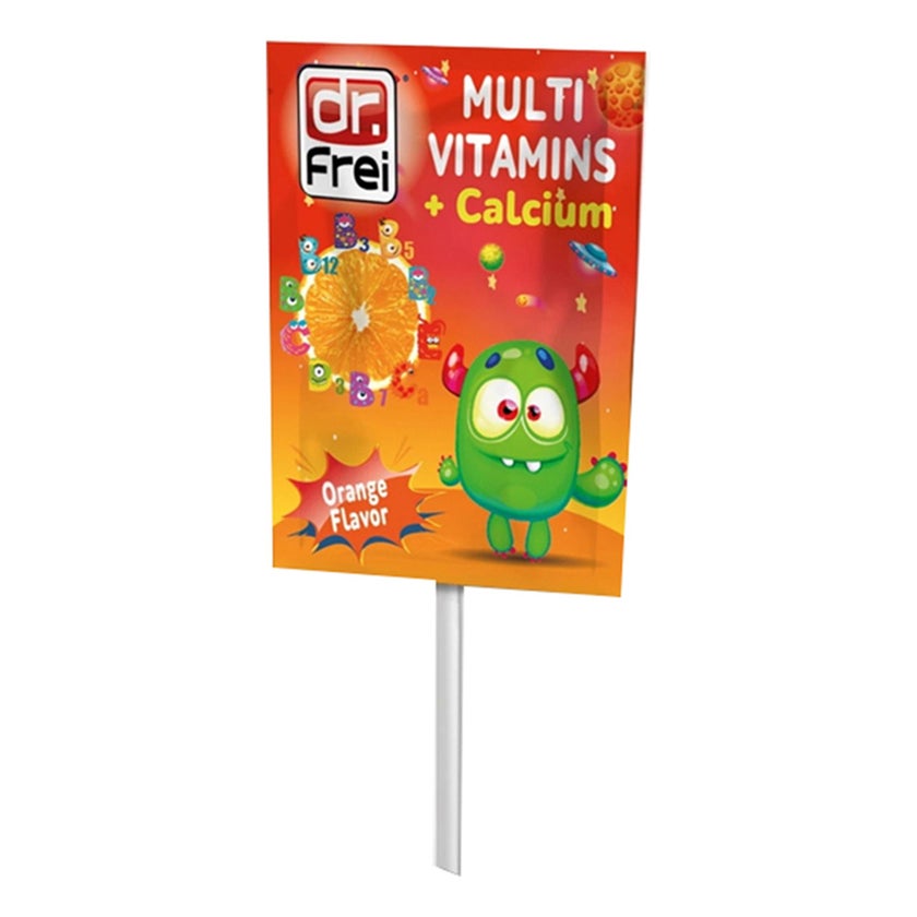 Dr. Frei Kids Multivitamins & Calcium Lollipops Orange Flavor, Pack of 10’s 