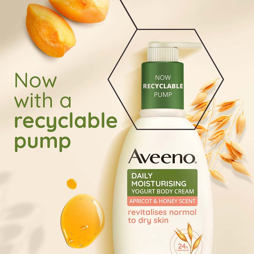 Aveeno Daily Moisturizing Yogurt Body Cream With Honey & Apricot Scent For Normal To Dry Skin 300ml