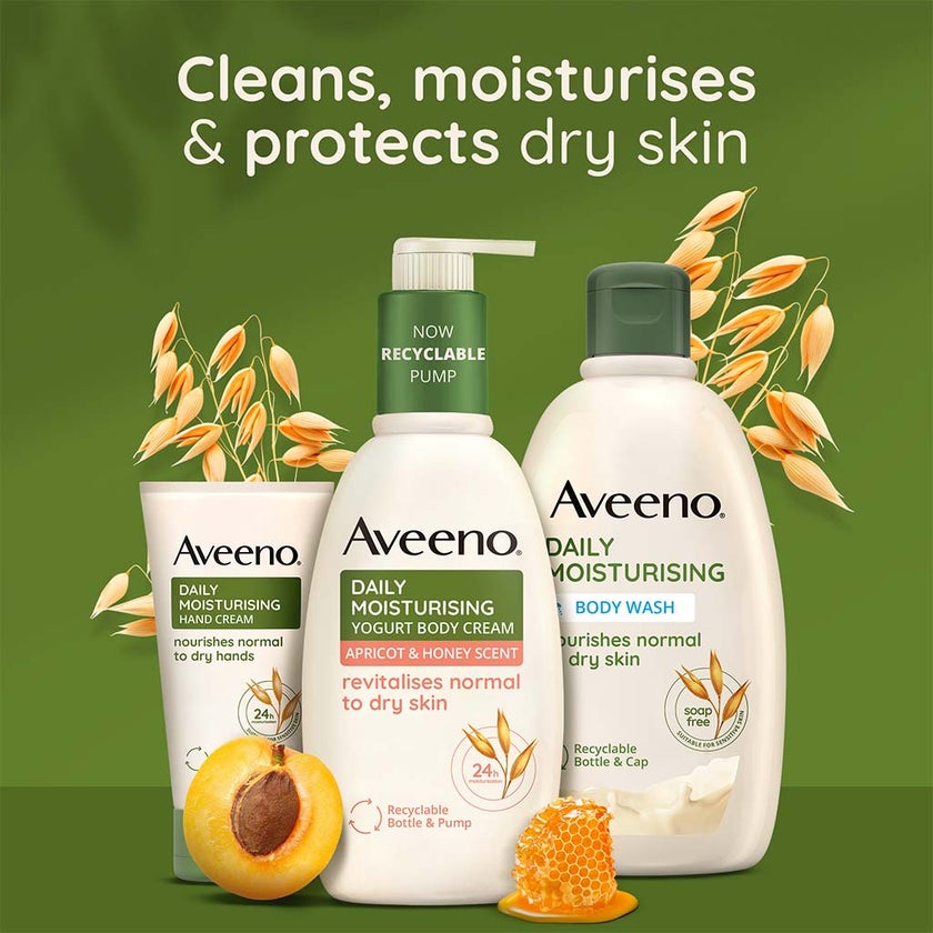 Aveeno Daily Moisturizing Yogurt Body Cream With Honey & Apricot Scent For Normal To Dry Skin 300ml