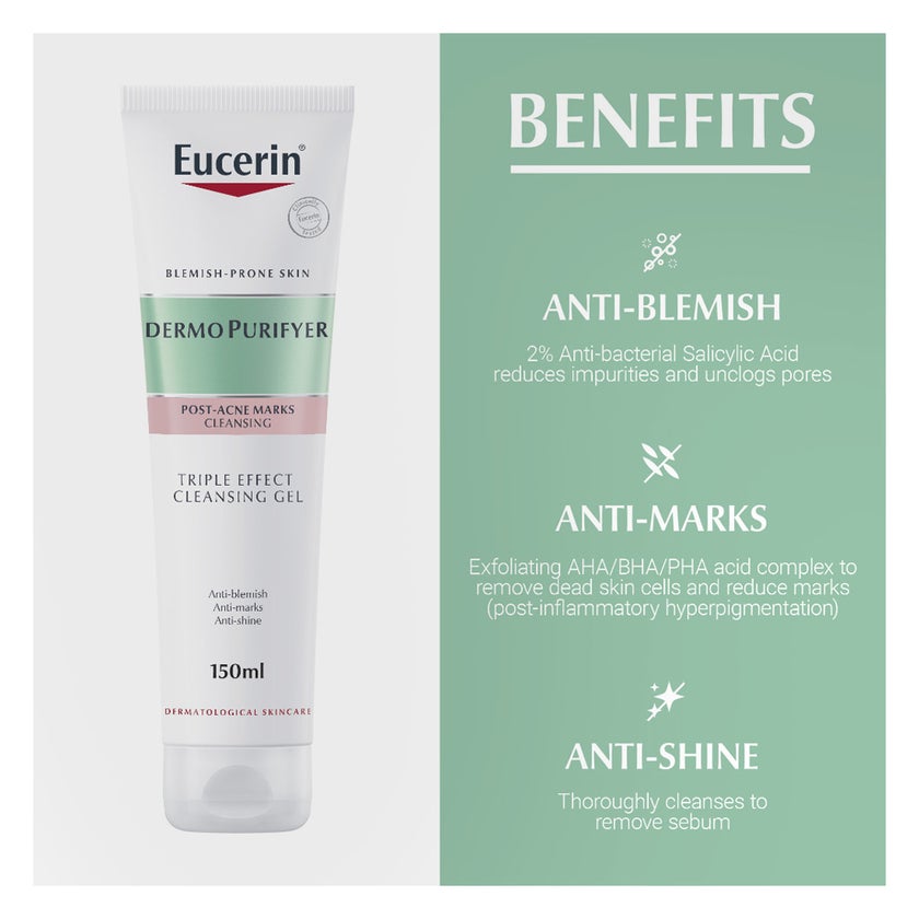 Eucerin DermoPurifyer Triple Effect Post Acne Marks Cleansing Gel 150ml