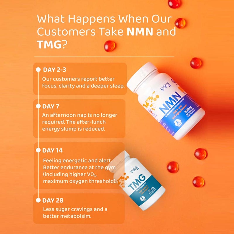 NMN Bio Trimethylglycine Capsules 500mg For DNA Health & Liver Support, Pack of 90’s