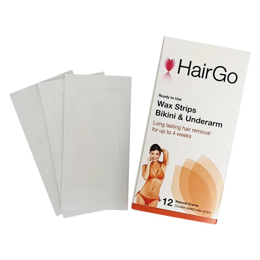 HairGo Bikini & Underarm Hair Removal Double Sided Wax Strips, Pack of 12’s