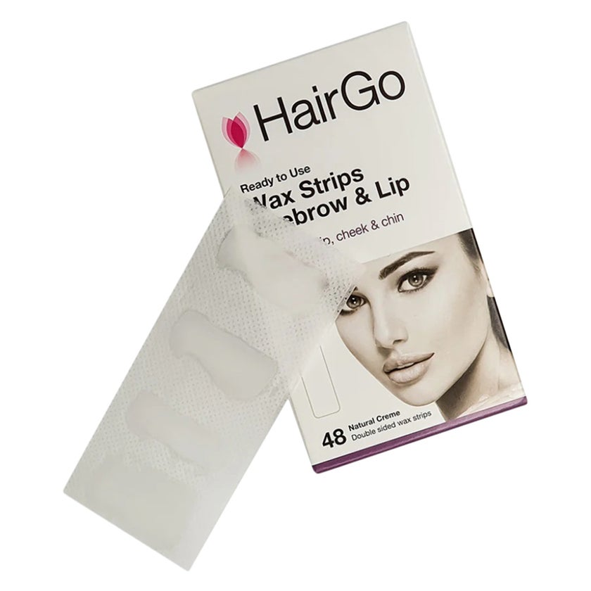 HairGo Eyebrow & Upper Lip Hair Removal Double Sided Wax Strips, Pack of 48's