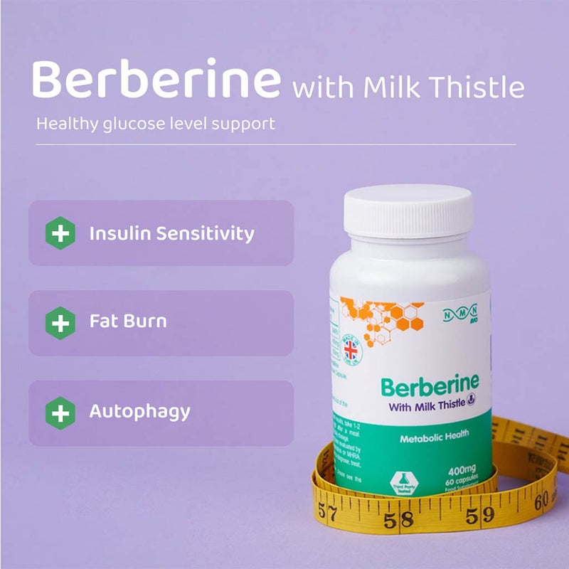 NMN Bio Berberine With Milk Thistle 400mg Supplement Capsules, Pack of 60’s
