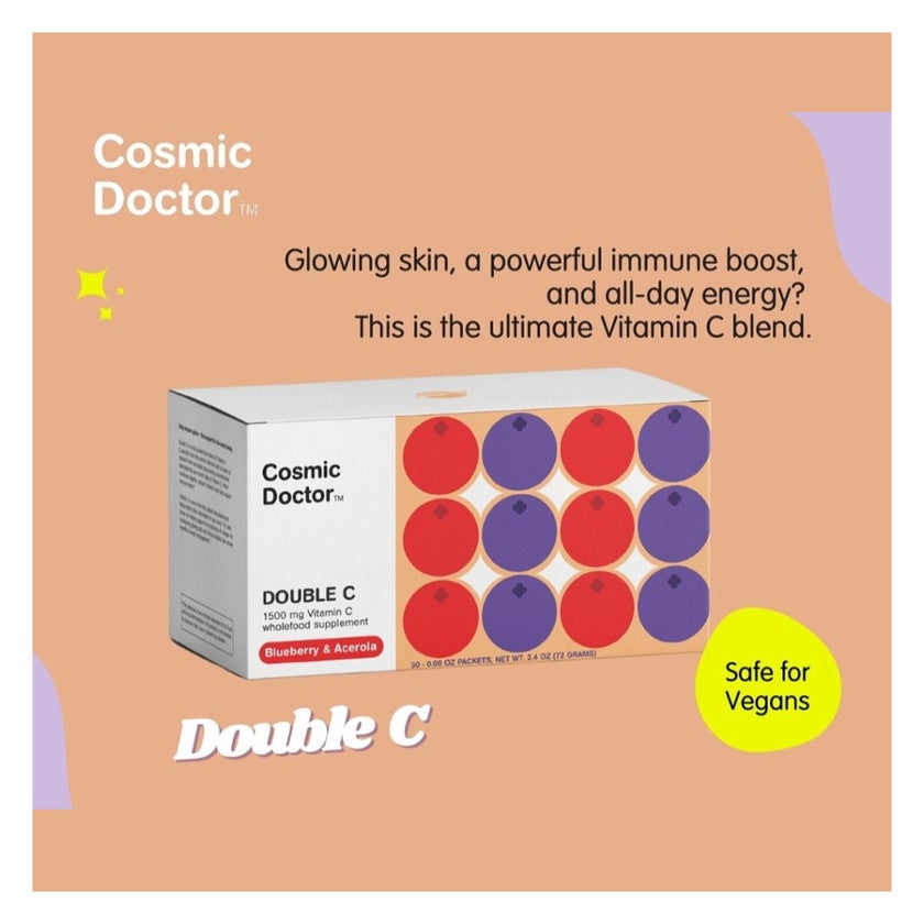Cosmic Doctor Double C 1500mg Vitamin C Supplement Sachets Blueberry Acerola Flavour, Pack of 30's
