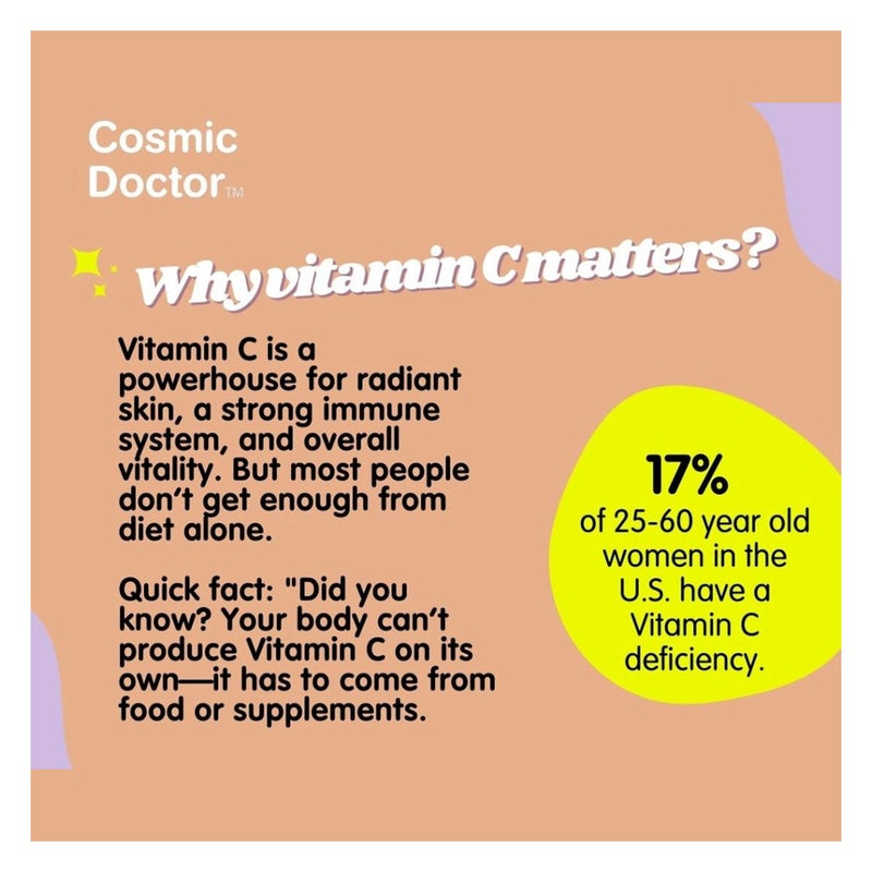 Cosmic Doctor Double C 1500mg Vitamin C Supplement Sachets Blueberry Acerola Flavour, Pack of 30's