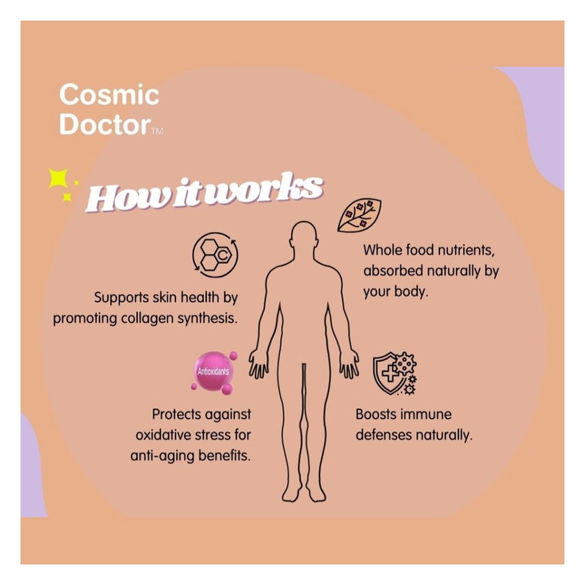 Cosmic Doctor Double C 1500mg Vitamin C Supplement Sachets Blueberry Acerola Flavour, Pack of 30's