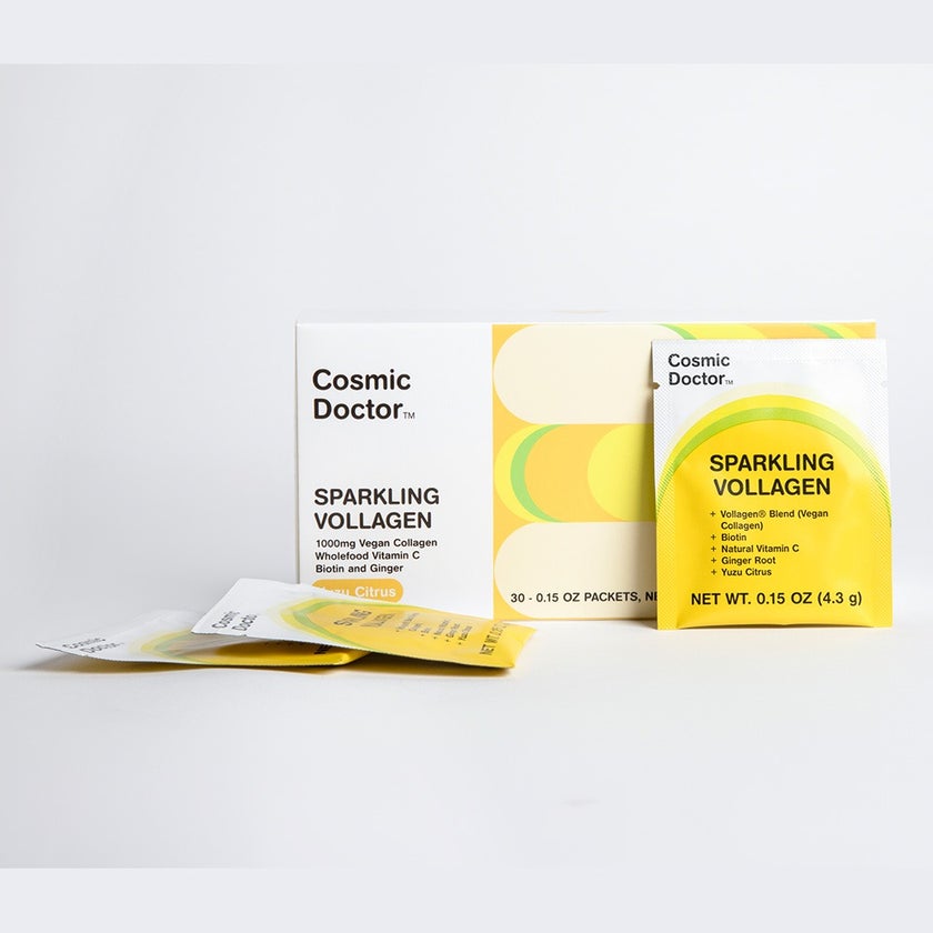 Cosmic Doctor Sparkling Vollagen Vegan Collagen Supplement Sachets, Yuzu Citrus Flavor, Pack of 30's