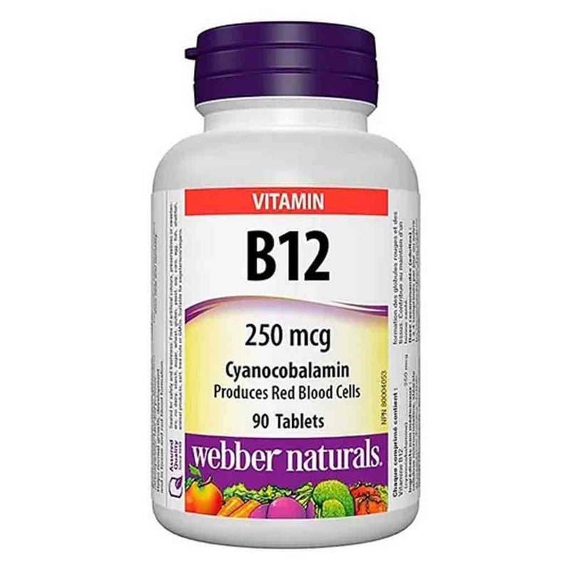 Webber Naturals Vitamin B12 250mcg Sublingual Tablets, Pack of 90’s