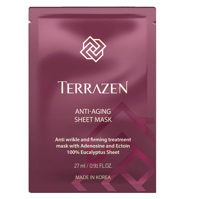 Terrazen Anti Aging Face Sheet Mask With Ectoin & Adenosine 27ml, Pack of 10's