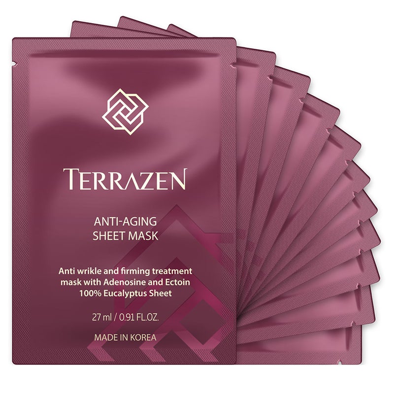 Terrazen Anti Aging Face Sheet Mask With Ectoin & Adenosine 27ml, Pack of 10's