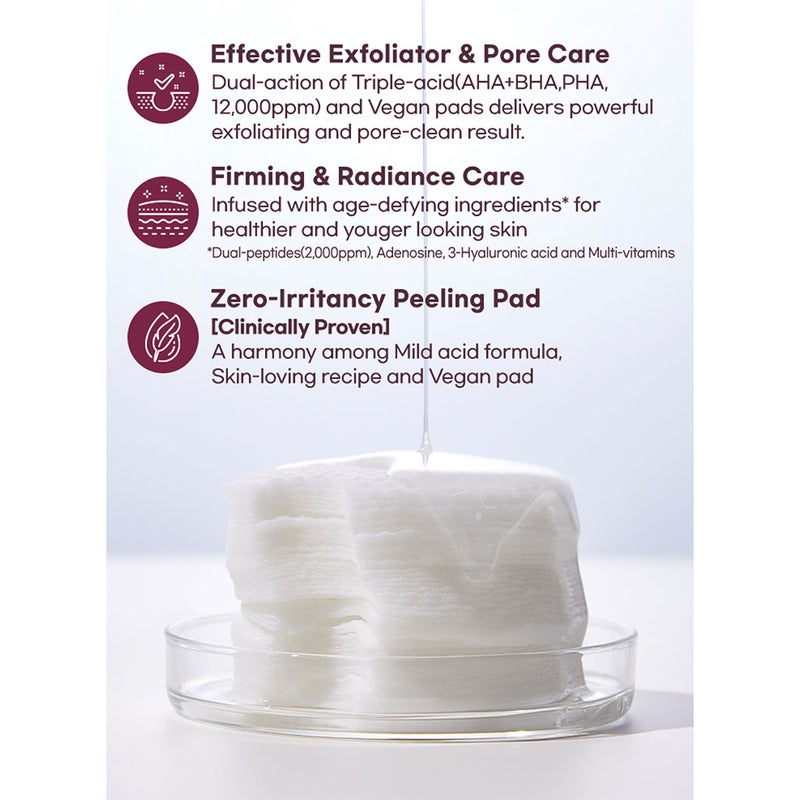 Terrazen Peptide Lift Antiwrinkle Peeling Facial Pads For Radiant & Smooth Skin 175ml, Pack of 60's