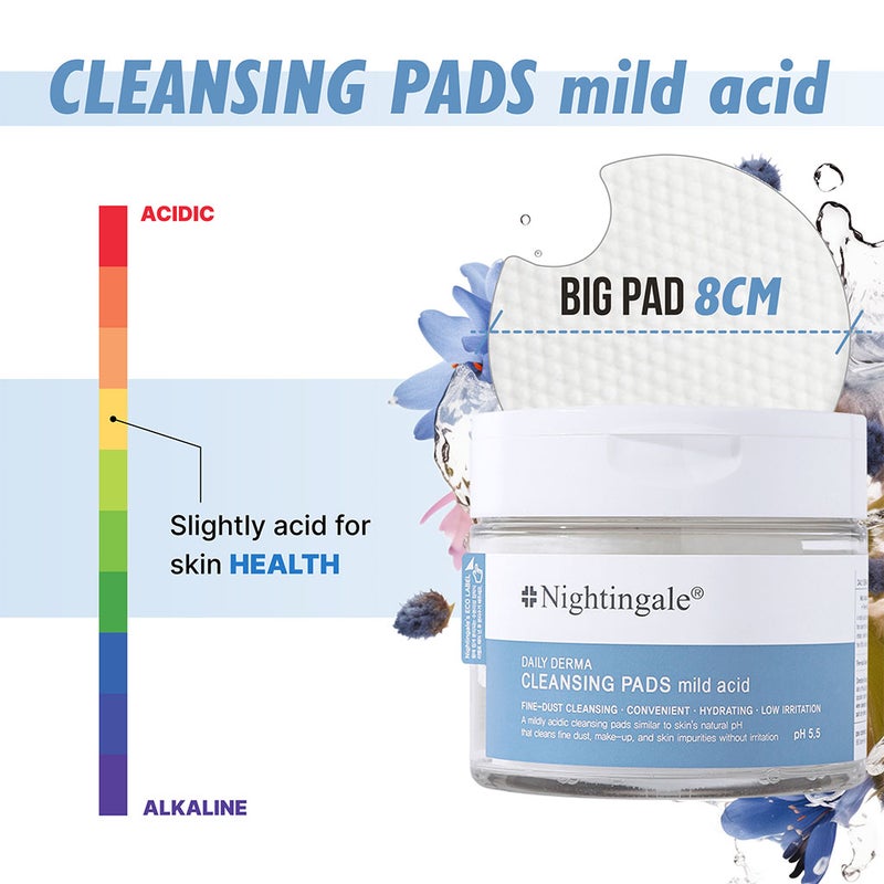 Nightingale Daily Derma Facial Cleansing Pads For Sensitive Skin 270ml, Pack of 70’s