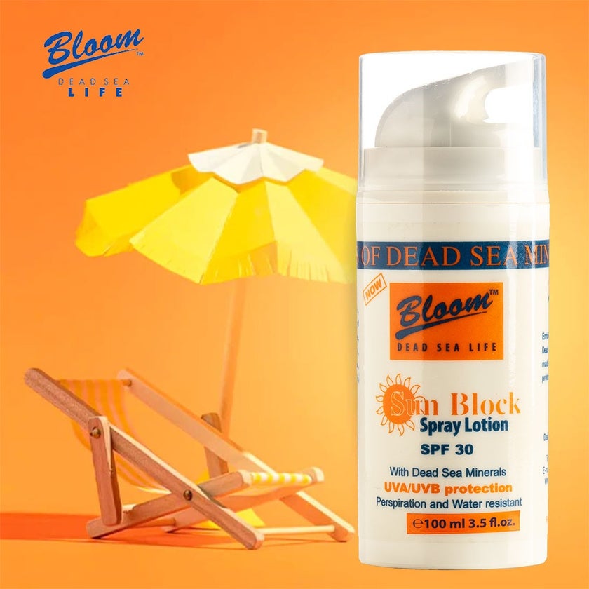 Bloom Dead Sea Life SPF30 Water Resistant Sunblock Spray Lotion 100ml 