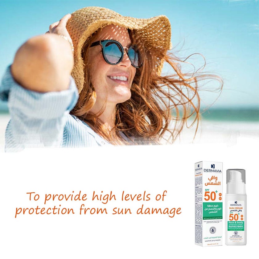Dermavia Face & Body Protection Sunscreen  SPF50+ For Acne-Prone Skin 100ml