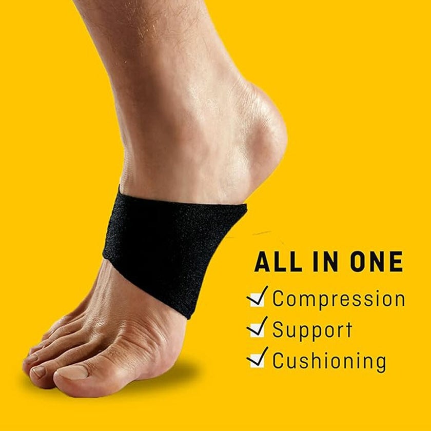 Futuro Therapeutic Adjustable Foot Arch Support For Left & Right Foot, Moderate Support, Black Color, One Size, Pack of 2’s