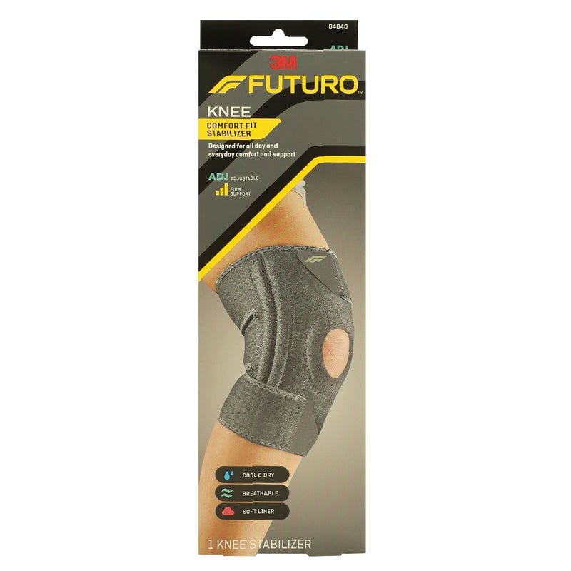 Futuro Adjustable Knee Stabilizer For Left/Right Knee, Firm Support, Grey Color, One Size, Pack of 1’s