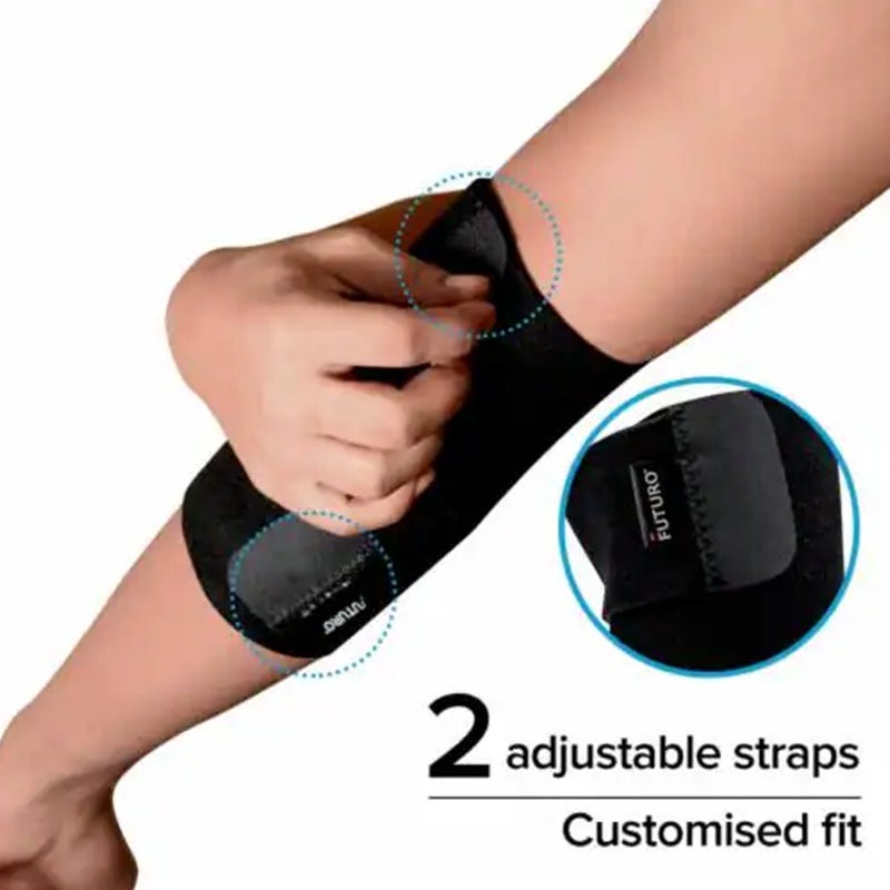 Futuro Adjustable Elbow Support For Left/Right Elbow, Moderate Support, Grey Color, One Size, Pack of 1’s