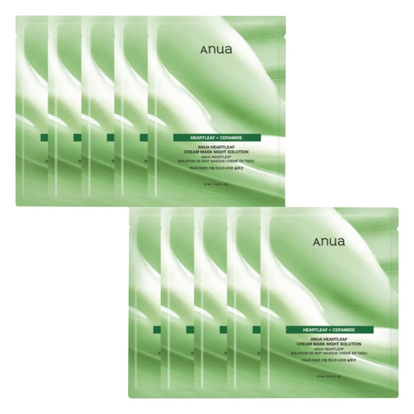 Anua Heartleaf + Ceramide Cream Mask Night Solution Sheet Mask 25ml, Pack of 10’s 