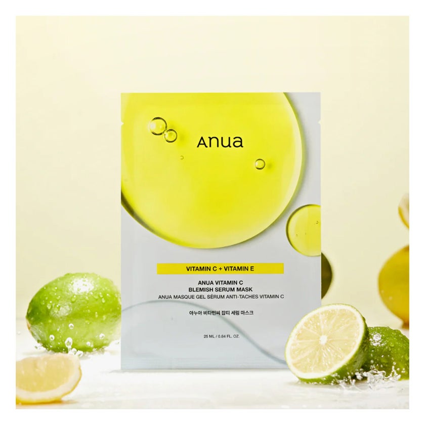 Anua Green Lemon Vitamin C + Vitamin E Anti Blemish Serum Sheet Mask, Pack of 10’s