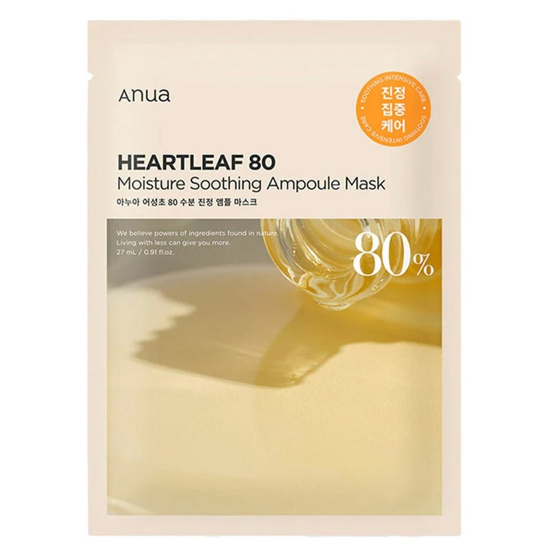 Anua Heartleaf 80 Moisture Soothing Ampoule Face Sheet Mask, Pack of 10’s