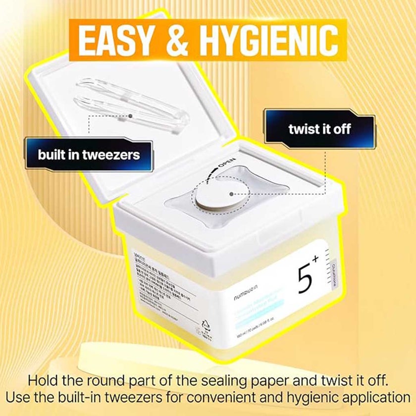 Numbuzin No 5+ Vitamin Niacinamide Concentrated Facial Pads With Glutathione 180ml, Pack of 70’s