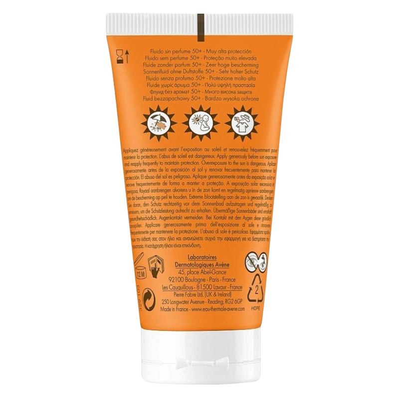 Avene Fragrance Free SPF50+ Sunscreen Fluid For Normal To Combination Skin 50ml