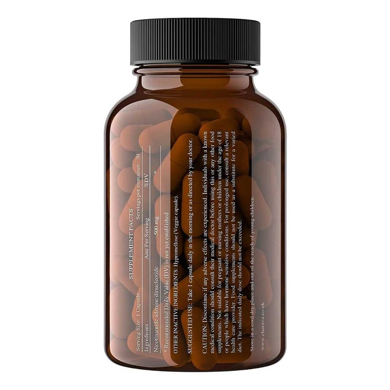 Charava NAD+ 500mg Antiaging Supplement Capsules, Pack of 30's