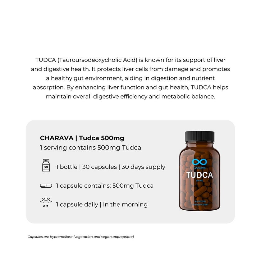 Charava Tudca 500mg Supplement Capsules For Liver Support, Pack of 30’s