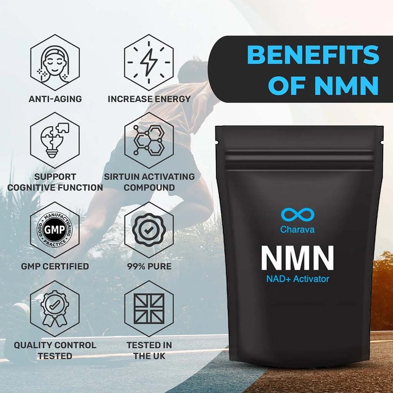 Charava NMN Antiaging Supplement NAD+ Activator Powder 30g - 60 Servings 