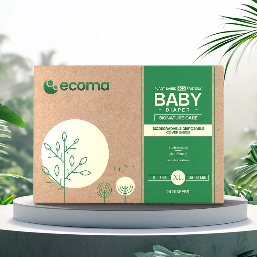 Ecoma Signature Care Baby Diapers, Extra Large (XL) Size, 13-18 Kg, Pack of 24's