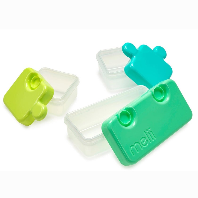 Melii Puzzle Food Container For Toddlers 850ml, Color - Blue/Lime/Turquoise Green, Pack of 3’s 