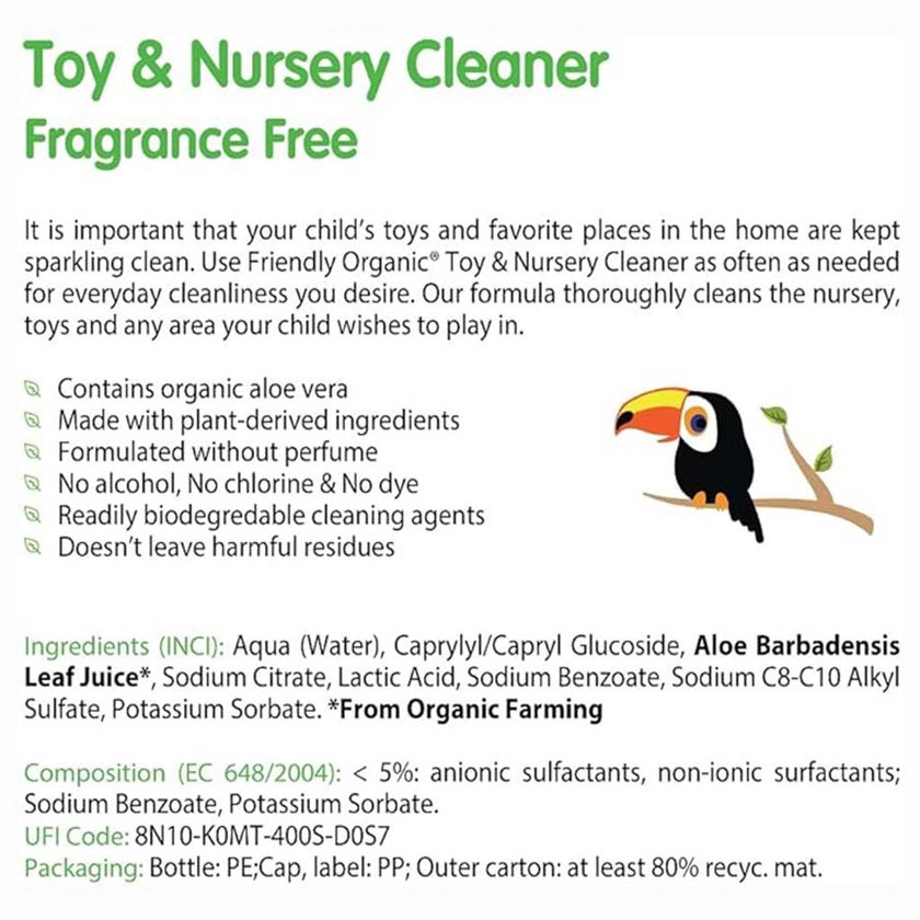 Friendly Organic Baby Toy & Nursery Fragrance Free Cleaner 250ml 
